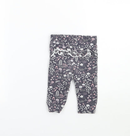 George Girls Grey Floral  Capri Leggings Size 3-6 Months