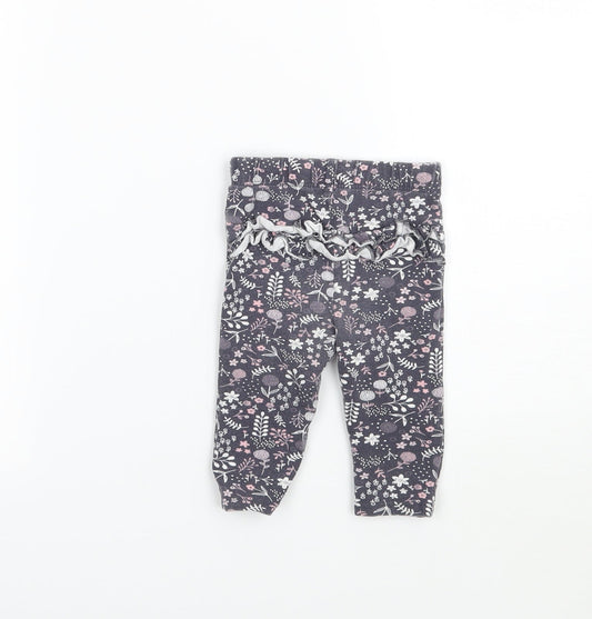 George Girls Grey Floral  Capri Leggings Size 3-6 Months