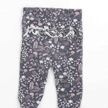 George Girls Grey Floral  Capri Leggings Size 3-6 Months