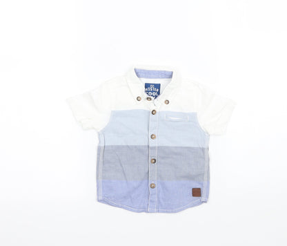 F&F Boys Blue Striped  Basic Button-Up Size 3-6 Months