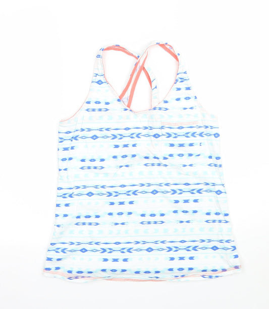 TU Womens White Geometric  Basic Tank Size 12