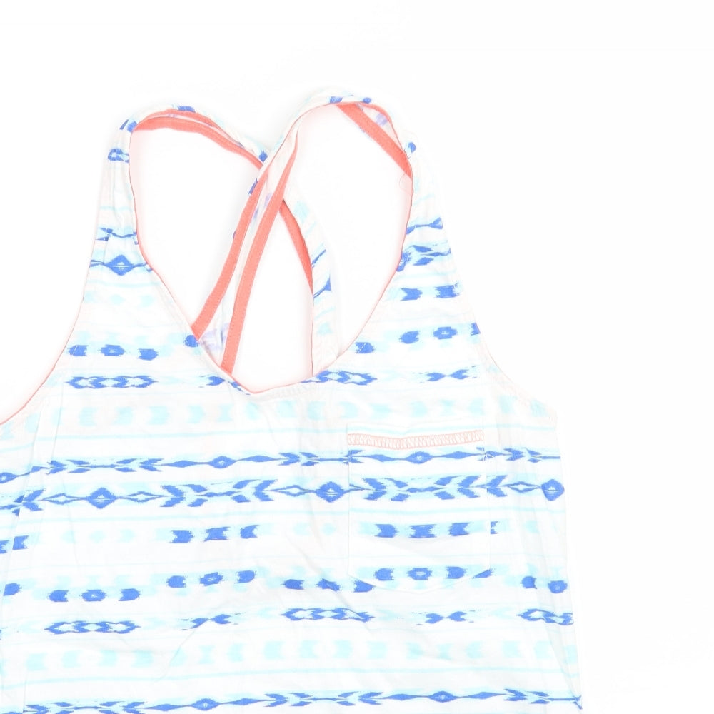 TU Womens White Geometric  Basic Tank Size 12