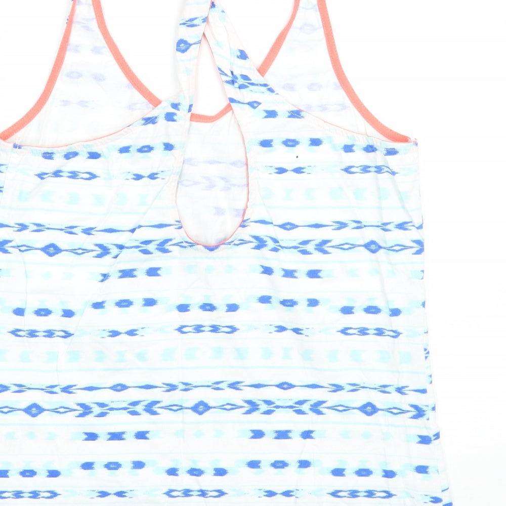 TU Womens White Geometric  Basic Tank Size 12