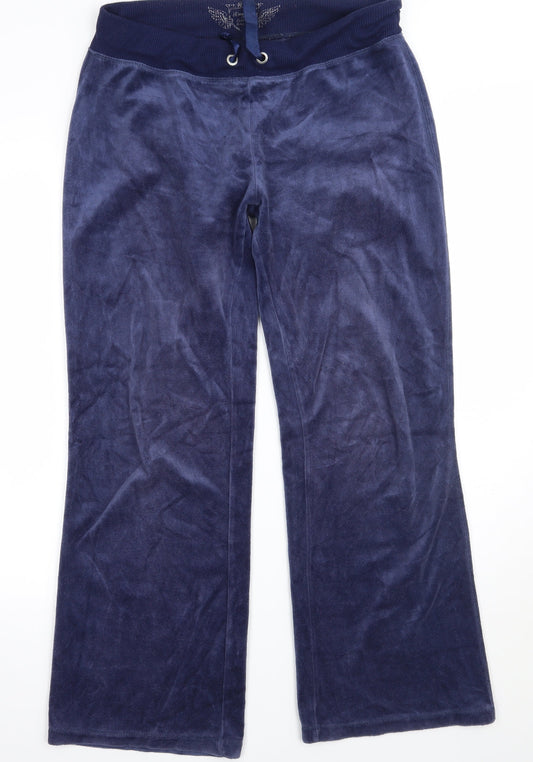 Denim & Co. Womens Blue   Sweatpants Trousers Size 14 L27.5 in