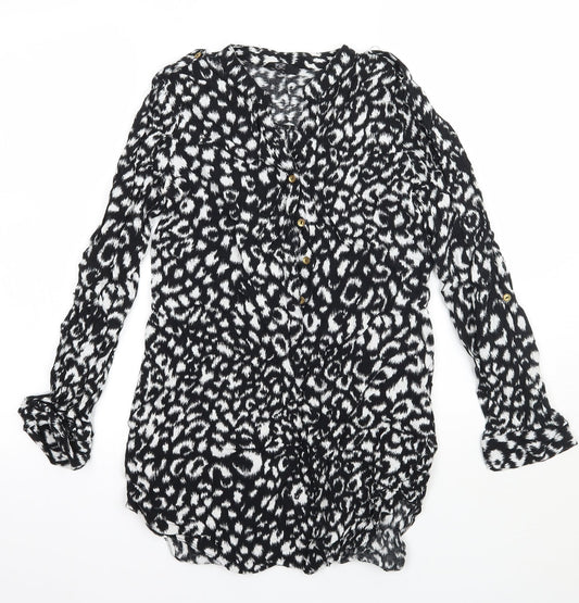 F&F Womens Beige Animal Print  Basic Blouse Size 6