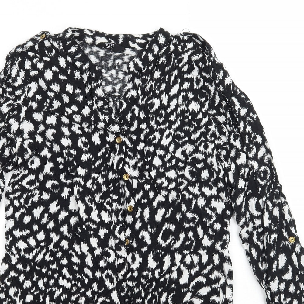 F&F Womens Beige Animal Print  Basic Blouse Size 6