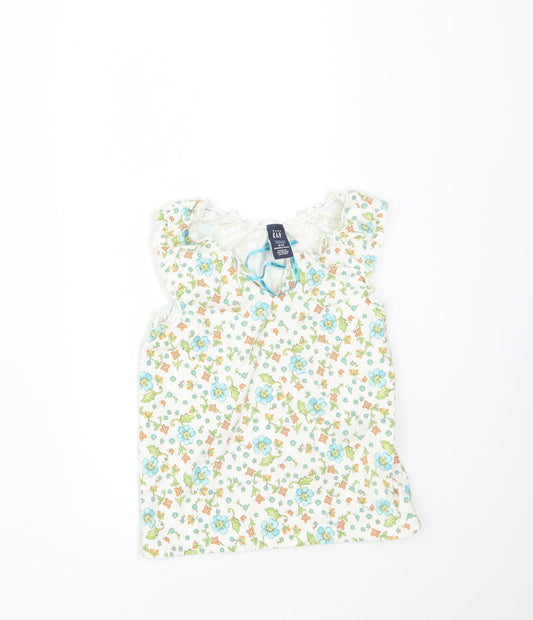 Gap Girls White Floral  Basic T-Shirt Size 18-24 Months