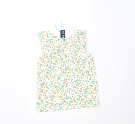 Gap Girls White Floral  Basic T-Shirt Size 18-24 Months
