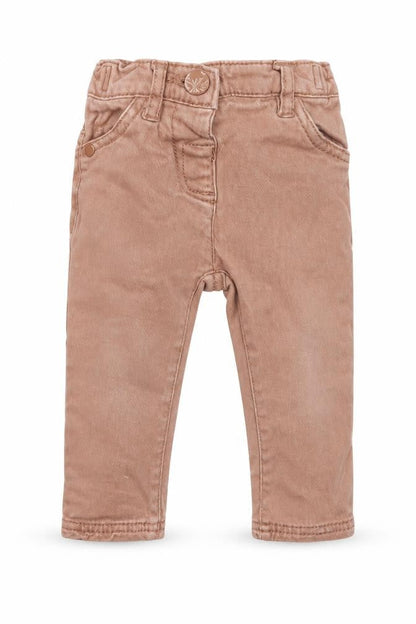 Front view of Next boys’ beige denim jogger jeans, size 6-9, months