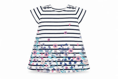 Maine New England Girls White Striped  T-Shirt Dress  Size 0-3 Months