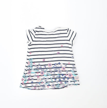 Maine New England Girls White Striped  T-Shirt Dress  Size 0-3 Months