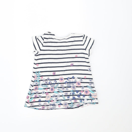 Maine New England Girls White Striped  T-Shirt Dress  Size 0-3 Months