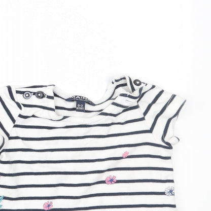Maine New England Girls White Striped  T-Shirt Dress  Size 0-3 Months