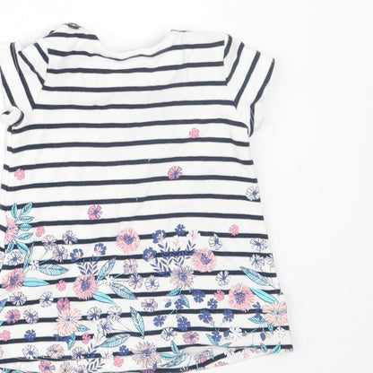 Maine New England Girls White Striped  T-Shirt Dress  Size 0-3 Months