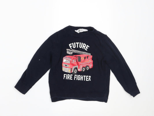 H&M Boys Blue   Pullover Jumper Size 24 Months  - FUTURE FIRE FIGHTER