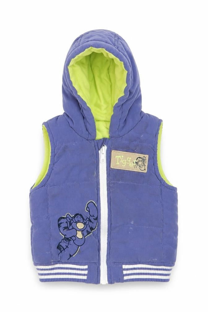 Front view of George boys’ blue gilet waistcoat, size 6-9, months