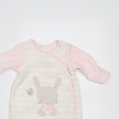 Mothercare Girls Pink Striped  Babygrow One-Piece Size Newborn