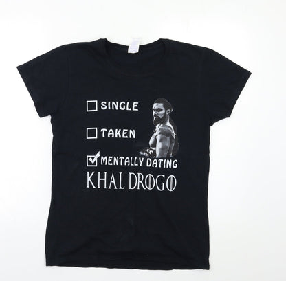 Womens UK Size M Gildan Black Basic T-Shirt