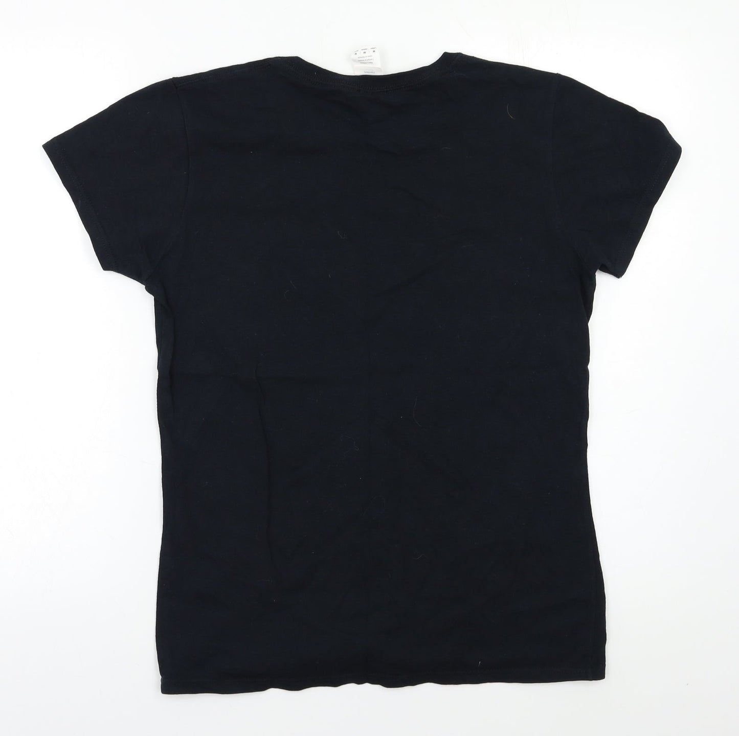 Womens UK Size M Gildan Black Basic T-Shirt