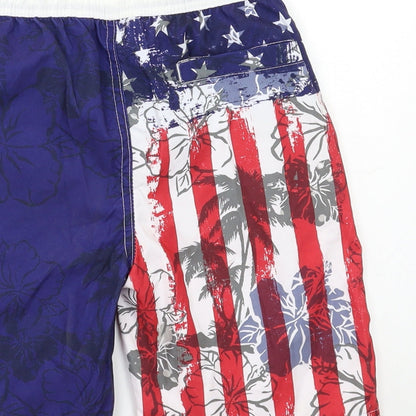 Rebel Boys Blue Geometric  Bermuda Shorts Size 9-10 Years