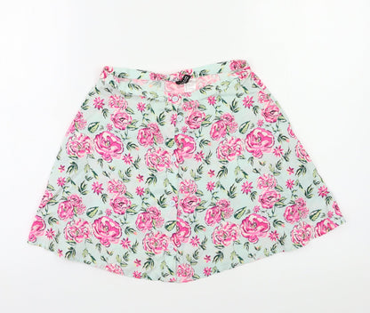 H&M Womens Green Floral  Flare Skirt Size 6