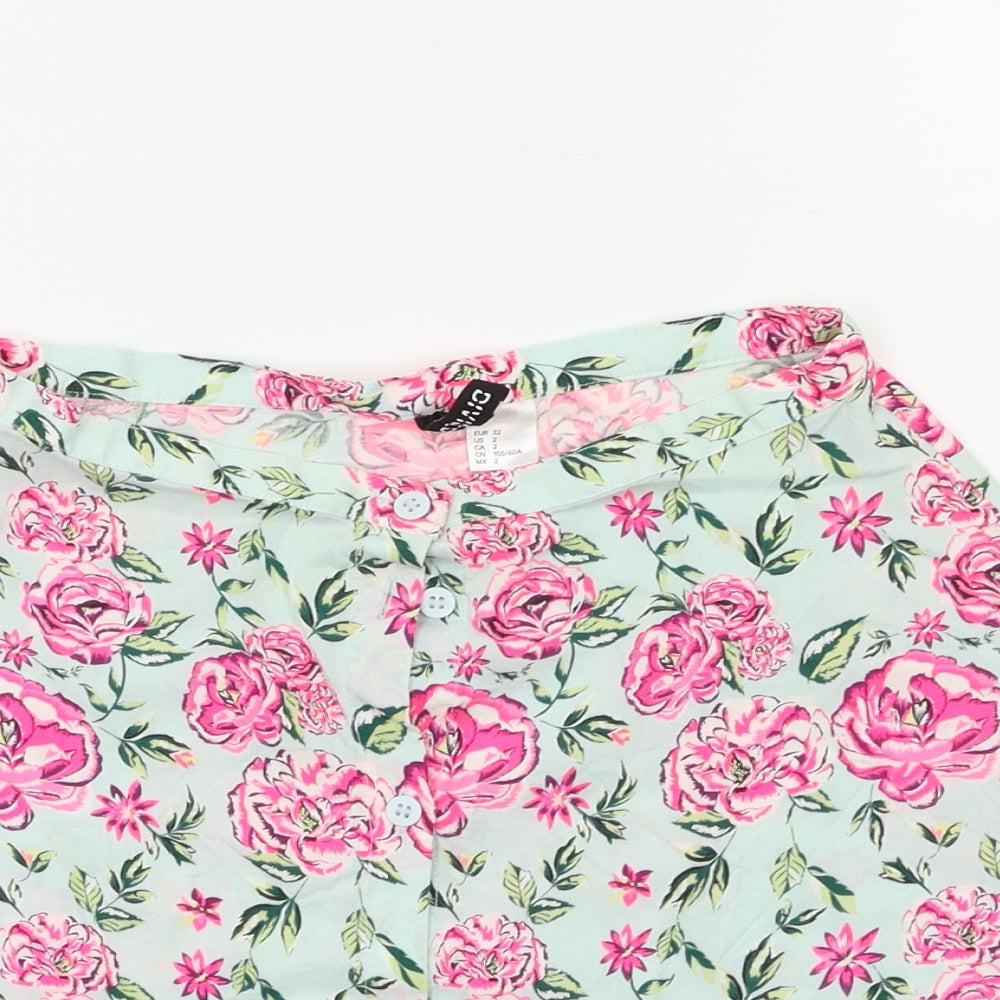 H&M Womens Green Floral  Flare Skirt Size 6