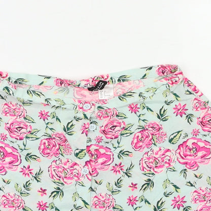 H&M Womens Green Floral  Flare Skirt Size 6