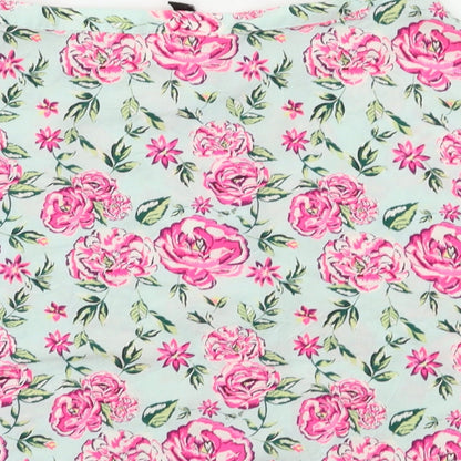 H&M Womens Green Floral  Flare Skirt Size 6