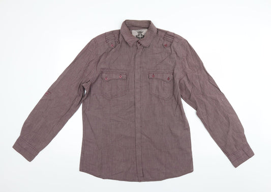Mens UK Size L Lime Purple  Button-Up Long Sleeve Casual Shirt