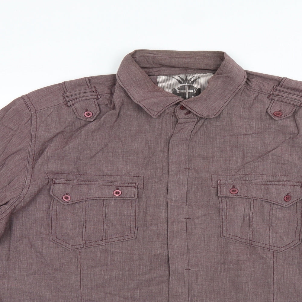 Mens UK Size L Lime Purple  Button-Up Long Sleeve Casual Shirt