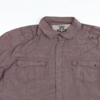 Mens UK Size L Lime Purple  Button-Up Long Sleeve Casual Shirt