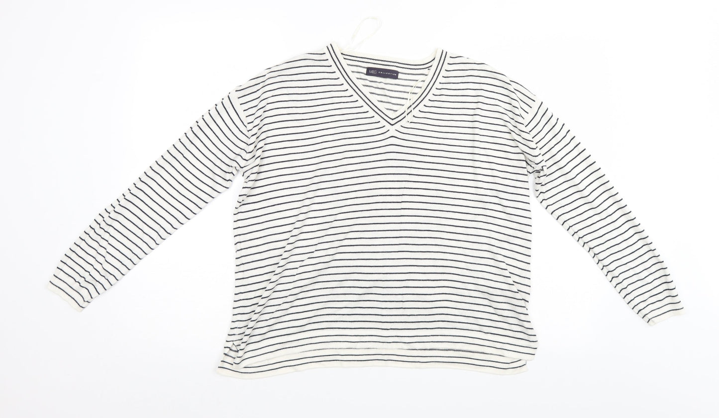 Womens UK Size M M&S White Pullover Jumper