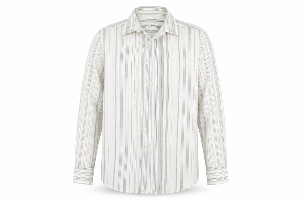 Burton Mens White Striped   Button-Up Size L