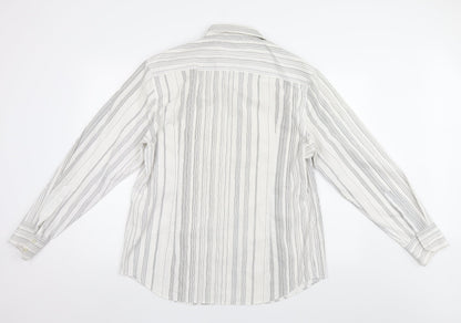 Burton Mens White Striped   Button-Up Size L