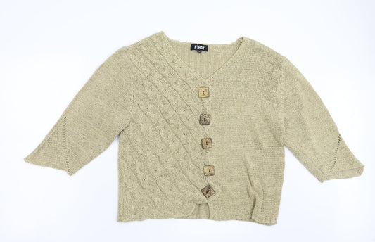 First Avenue Womens Beige  Knit Pullover Jumper Size XL