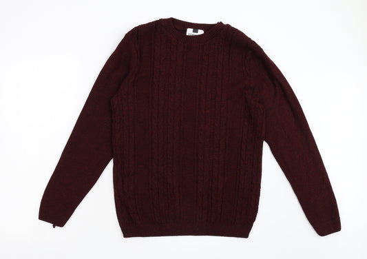 Topman Mens Red  Knit Pullover Jumper Size S