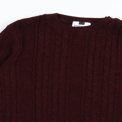 Topman Mens Red  Knit Pullover Jumper Size S