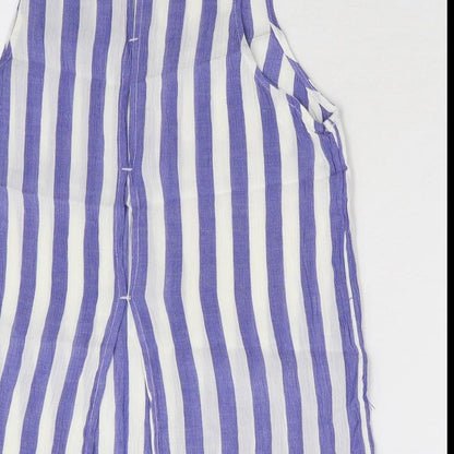 Divided Womens Blue Striped  Basic Tank Size 4