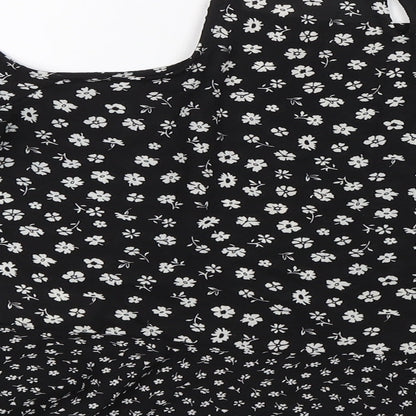 New Look Girls Black Floral  Basic Blouse Size 14 Years