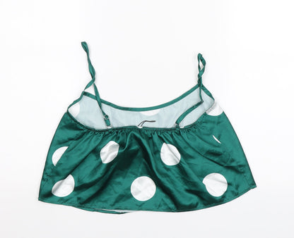 Nasty Gal Womens Green Polka Dot  Cropped Blouse Size 8