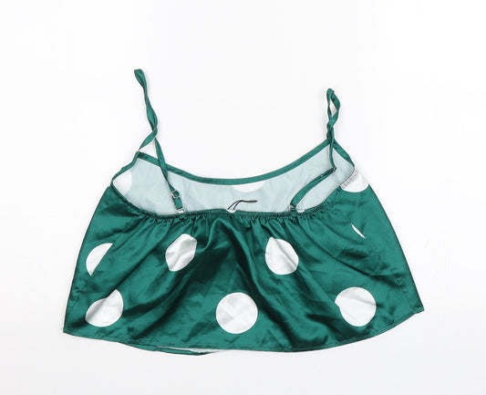 Nasty Gal Womens Green Polka Dot  Cropped Blouse Size 8