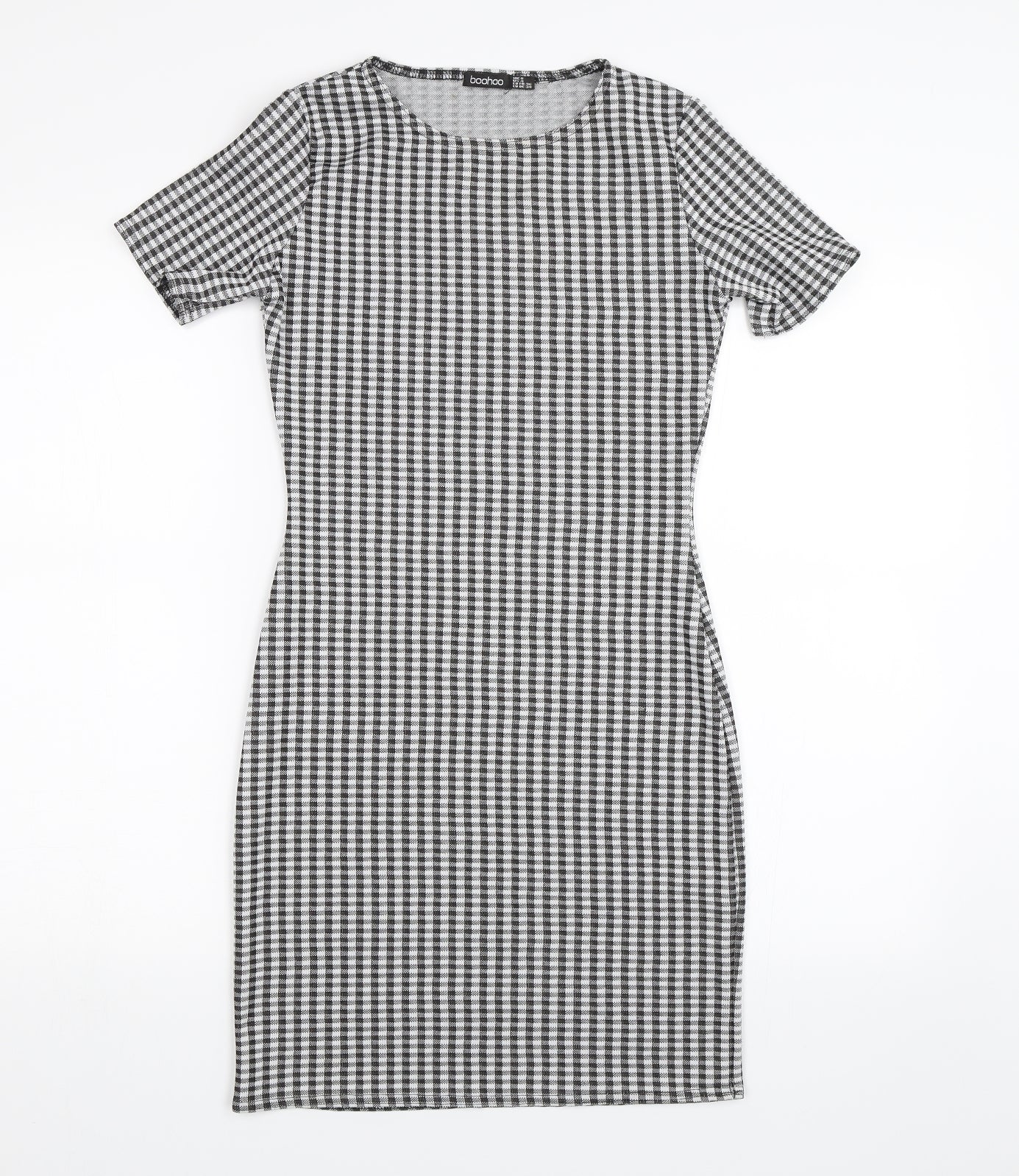 Boohoo Womens Black Plaid  Shift  Size 8