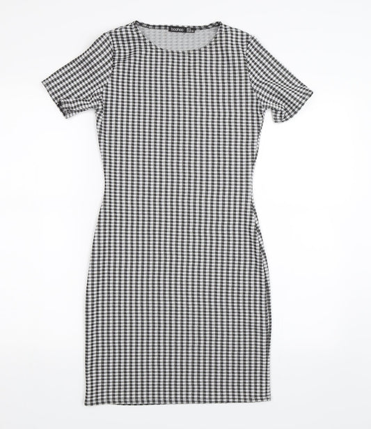 Boohoo Womens Black Plaid  Shift  Size 8