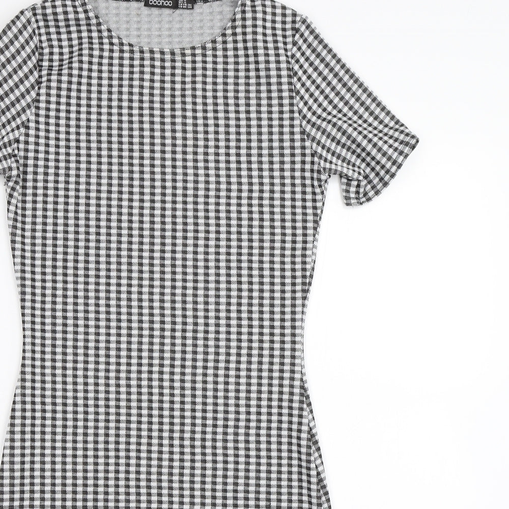 Boohoo Womens Black Plaid  Shift  Size 8