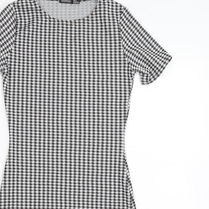 Boohoo Womens Black Plaid  Shift  Size 8