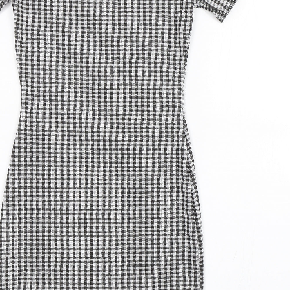 Boohoo Womens Black Plaid  Shift  Size 8