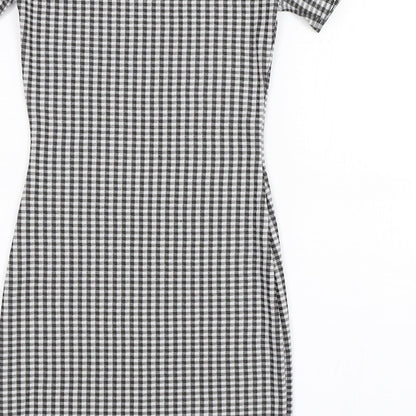 Boohoo Womens Black Plaid  Shift  Size 8