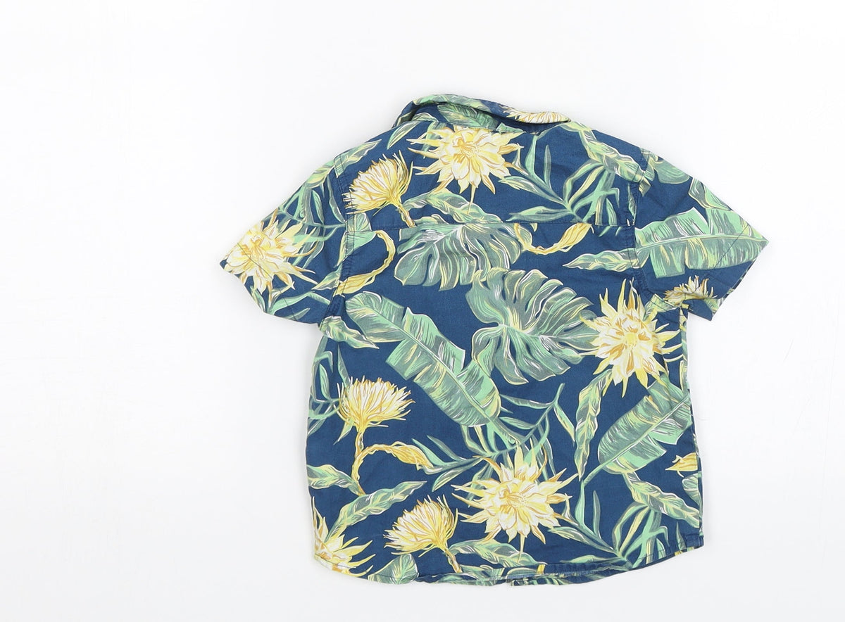 Primark Baby Blue Floral  Basic Button-Up Size 12-18 Months