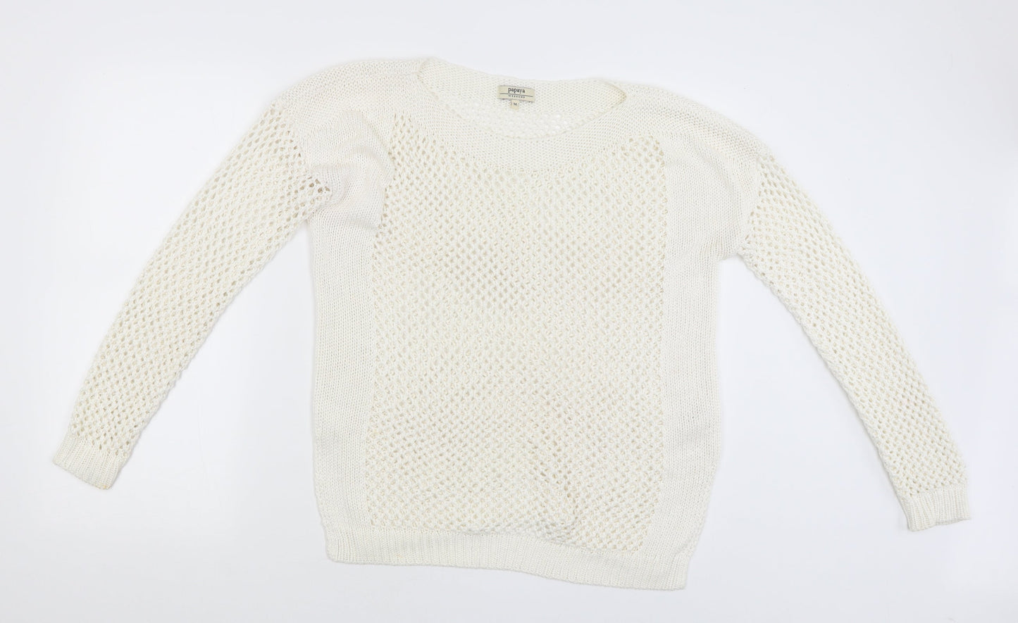 Womens UK Size M Papaya White Pullover Jumper