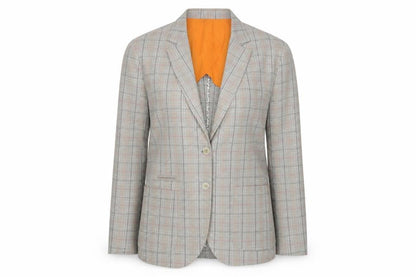 Luigi Spago Womens Beige Check  Jacket Blazer Size M